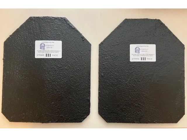 NIJ Level III+ Plates, Set of 2 Curved Shooter cut. Mil-A-46100 Cert